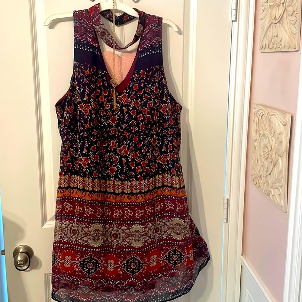 Juniors plus by & by dress blue floral 2X